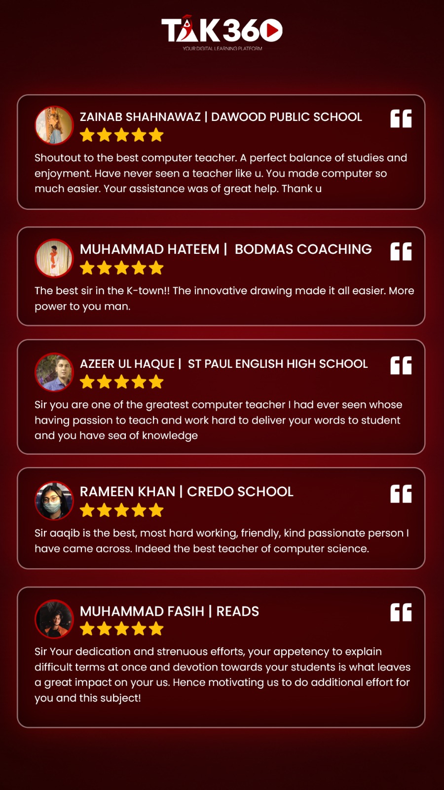 Student testimonial
